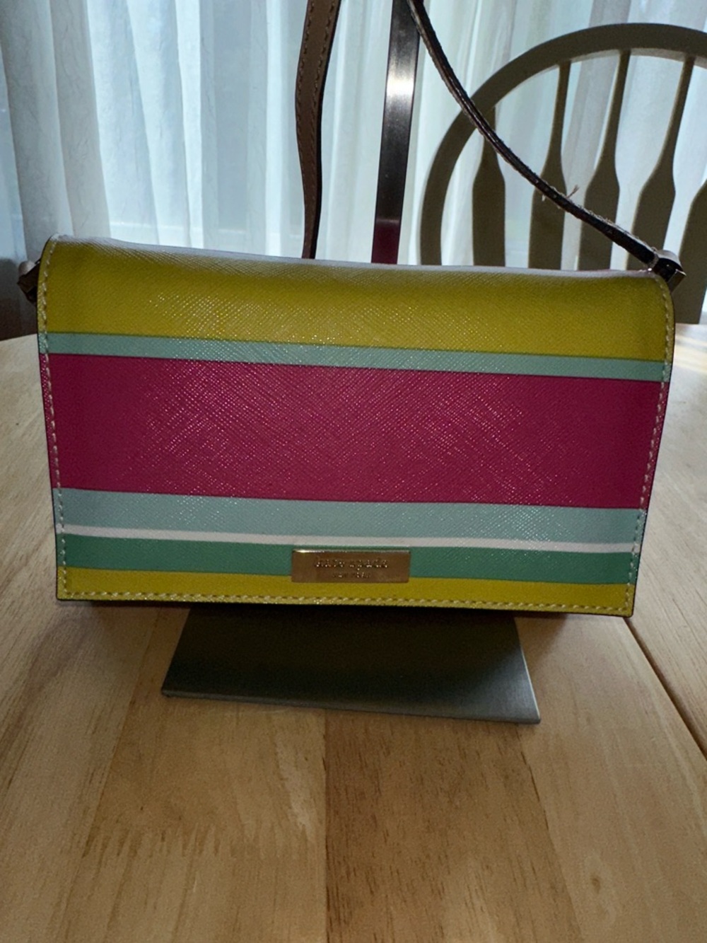 kate spade Yellow, Pink & Mint Striped Crossbody Bag